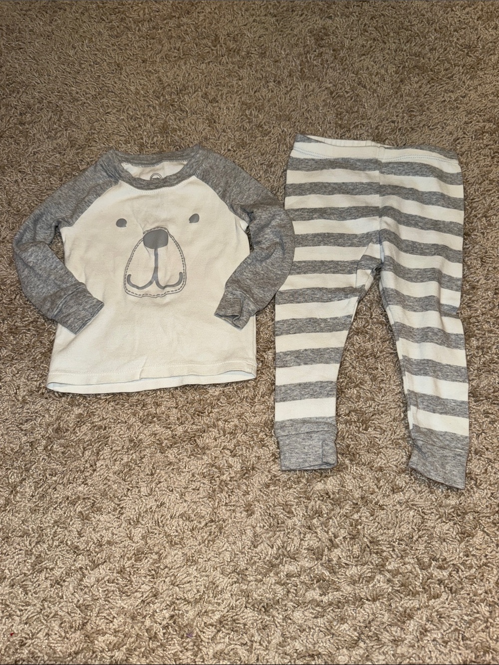 wonder nation Grey & White Bear Pajama Set